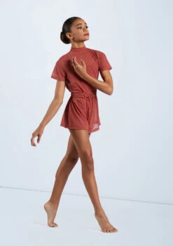 Weissman Mock Neck Power Mesh Romper -Best Dance Clothing Shop SM11785 paprika 6534 58832.1698840527