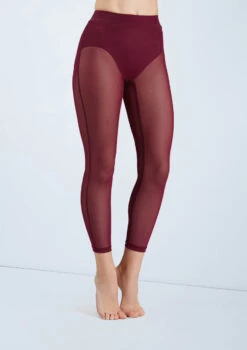 Weissman Cropped Mesh Leggings -Best Dance Clothing Shop SM11827 blackcherry 6035 28503.1698840527