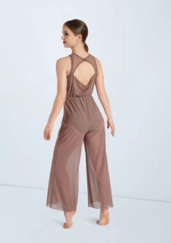 Weissman Cowl Drape Power Mesh Jumpsuit 8 Weissman Cowl Drape Power Mesh Jumpsuit -Best Dance Clothing Shop SM12126 mocha 0654 84159.1678891654