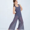 Weissman Cowl Drape Power Mesh Jumpsuit -Best Dance Clothing Shop SM12126 slateblue 0709 75381.1678891654