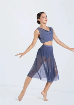 Weissman Midi Length Mesh Skirt 13 Weissman Midi Length Mesh Skirt -Best Dance Clothing Shop SM12768 S9768 slateblue 397 12067.1678891501