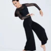 Weissman Long Sleeve Crop Top With Mesh -Best Dance Clothing Shop SM13070 black MJ12612 black 747 09122.1692404262