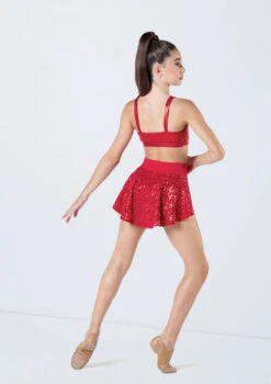 Weissman Sequin Back Panel Skirt -Best Dance Clothing Shop SQ9663 red S12430 red 368 09814.1692404069