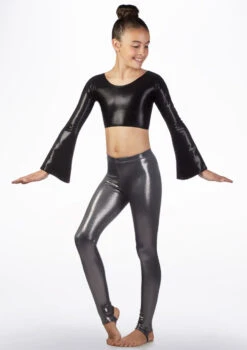 Alegra Girls Metallic Stirrup Leggings -Best Dance Clothing Shop al p5205 alegra girls metallic stirrup leggings grey front 95985.1678875210