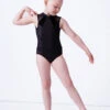 Bloch Girls Madinsson Zip Front Tank Leotard -Best Dance Clothing Shop blcl1035 black front 61234.1675901672