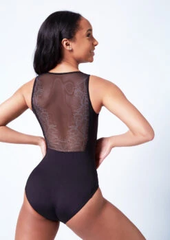 Bloch Maya Scoop Neck Lace Tank Leotard -Best Dance Clothing Shop bll4155 black close up back 74086.1679927432