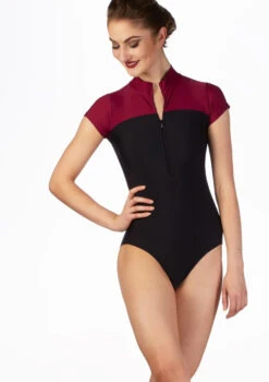 Ballet Rosa Short Sleeve Contrast Leotard -Best Dance Clothing Shop br eriko ballet rosa short sleeve contrast leotard red front thumbnail T 73874.1698802957