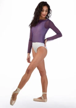 Ballet Rosa Mesh Warm Up Top -Best Dance Clothing Shop br natasha ballet rosa mesh warm up top purple front 12418.1678926900