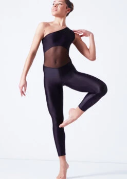 Ballet Rosa One Shoulder Unitard - Black -Best Dance Clothing Shop brmagali black front t 41062.1698803761