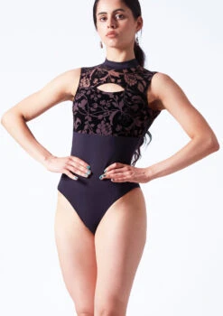 Intermezzo Bella Flocked Keyhole Leotard -Best Dance Clothing Shop it31637 black front t 42478.1698711793