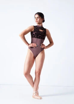 Intermezzo Bella Flocked Keyhole Leotard -Best Dance Clothing Shop it31637 coffee front 2 92030.1687562162