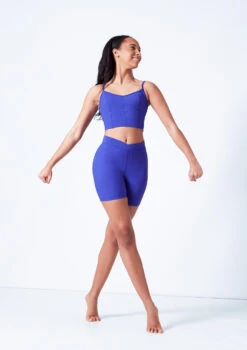 Mirella V Neck Chevron Cropped Camisole Top -Best Dance Clothing Shop mim57059l blue front 2 68535.1679927468