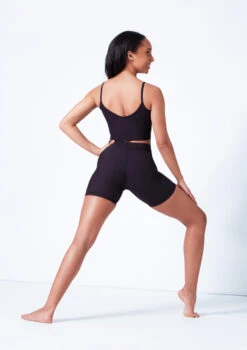 Mirella V Front Chevron Rib Shorts -Best Dance Clothing Shop mim6045l black back 85598.1679927468