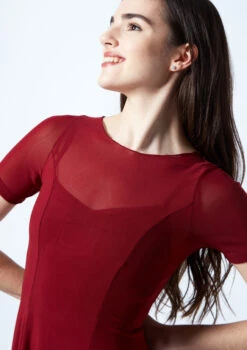 Move Dance Ceres Short Sleeve Lyrical Dress -Best Dance Clothing Shop mo r0217 move dance ceres short sleeve lyrical dress red front no1 42893.1678884645