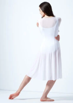 Move Dance Dione Long Sleeve Lyrical Dress -Best Dance Clothing Shop mo r0218 move dance dione long sleeve lyrical dress white back 67332.1678884651
