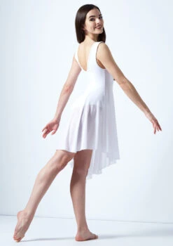 Move Dance Pandora Asymmetric Lyrical Dress -Best Dance Clothing Shop mo r0221 move dance pandora high neck lyrical dress white back 39341.1678884657