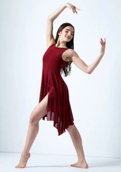 Move Dance Larissa High Split Lyrical Dress 9 Move Dance Larissa High Split Lyrical Dress -Best Dance Clothing Shop mo r0222 move dance larissa high split lyrical dress red front 10811.1678884660