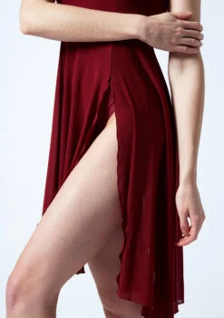Move Dance Larissa High Split Lyrical Dress 12 Move Dance Larissa High Split Lyrical Dress -Best Dance Clothing Shop mo r0222 move dance larissa high split lyrical dress red front no2 00367.1678884661