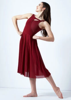 Move Dance Thalassa Cut Out Lyrical Dress -Best Dance Clothing Shop mo r0223 move dance thalassa cut out lyrical dress red front 19506.1678884664