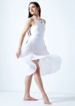 Move Dance Thalassa Cut Out Lyrical Dress -Best Dance Clothing Shop mo r0223 move dance thalassa cut out lyrical dress white front 90876.1678884664