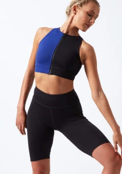 Move Dance Envision Zip Front Crop Top -Best Dance Clothing Shop mo z0603 move dance envision zip front crop top blue front thumbnail T 01791.1696981188