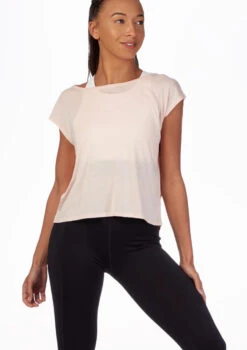 Move Dance Mesh Back Dance T Shirt -Best Dance Clothing Shop mo z0607 move mesh back dance t shirt pink front thumbnail no1 T 45354.1696981188