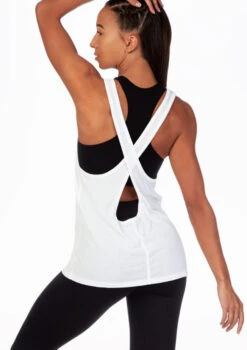 Move Dance Cross Back Dance Top -Best Dance Clothing Shop mo z0610 move cross back dance top white back thumbnail T 45245.1696981188