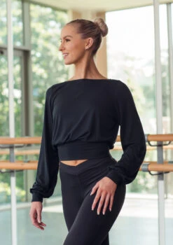 Move Dance Alive Warm Up Top -Best Dance Clothing Shop mo z0616 move dance alive warm up top black front 49292.1678885045