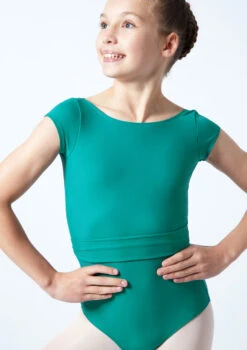 Move Dance Teen Sophia Belted Leotard -Best Dance Clothing Shop mol5804 grn close up front 1 95871.1678884478