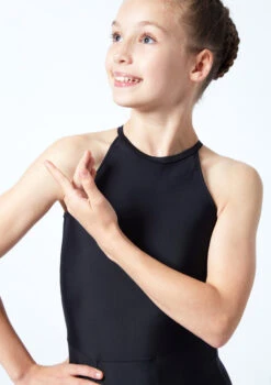 Move Dance Teen Elle High Neck Leotard -Best Dance Clothing Shop mol5805 blk close up front 1 12772.1678884482