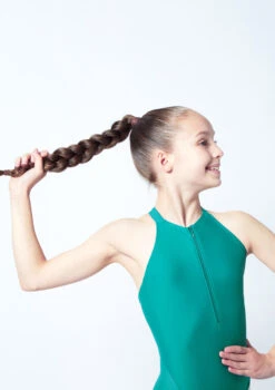 Move Dance Teen Annabelle Zip Up Leotard -Best Dance Clothing Shop mol5818 grn close up front 1 42245.1678884491