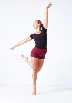 Move Dance Sasha Rolltop Dance Shorts -Best Dance Clothing Shop mor0009 burgundy front 1 32862.1687216789