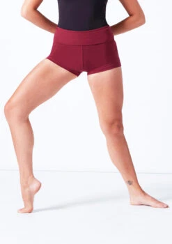 Move Dance Sasha Rolltop Dance Shorts -Best Dance Clothing Shop mor0009 burgundy front t 36233.1696980720