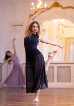 Move Dance Elise Long Skirt -Best Dance Clothing Shop mor0034 black front 3 74380.1690548972