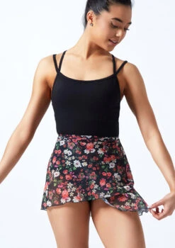 Move Dance Floral Wrap Dance Skirt - Navy -Best Dance Clothing Shop mor0257 navy blue front 1t 39867.1689206461
