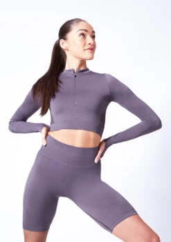Move Dance Pippa Seamless Shorts -Best Dance Clothing Shop mor0504 sharkgrey close up front 10607.1684799005
