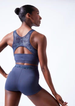 Move Dance Lotus Dance Shorts -Best Dance Clothing Shop mor0643 petrol blue close up back 12894.1683070406