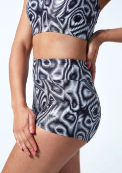 Move Dance Astra High Waisted Shorts - Dimensions 9 Move Dance Astra High Waisted Shorts - Dimensions -Best Dance Clothing Shop mor0909 dim close up front 1t 26490.1686178262