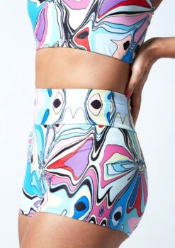 Move Dance Astra High Waisted Shorts - Marble -Best Dance Clothing Shop mor0909 mar close up front 1 98221.1678884733