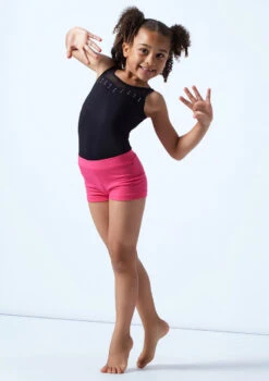 Move Dance Thalia Girls Dance Shorts -Best Dance Clothing Shop mor5011 bright pink front 2 15156.1688080915