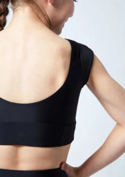 Move Dance Teen Amelia Cap Sleeve Crop Top -Best Dance Clothing Shop mos5831 blk close up back 1 26568.1678884829