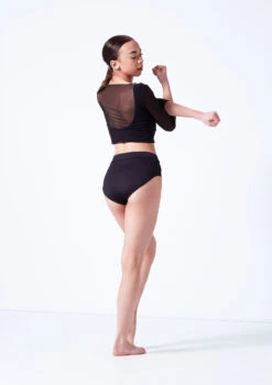 Move Dance Athena Mesh Crop Top -Best Dance Clothing Shop moz0038 black back 02644.1681806972
