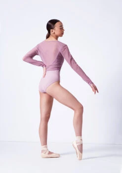 Move Dance Bella Mesh Tie Front Top -Best Dance Clothing Shop moz0040 frenchmauve back 73338.1681806973