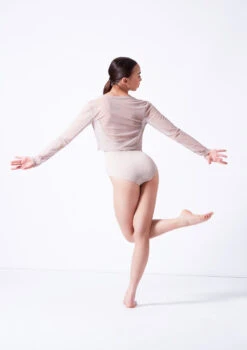 Move Dance Bella Mesh Tie Front Top -Best Dance Clothing Shop moz0040 latte back 22943.1681806972