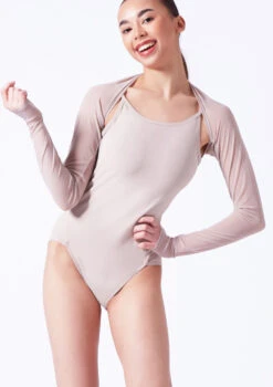 Move Dance Quinn Mesh Shrug -Best Dance Clothing Shop moz0041 latte front t 14324.1690450568