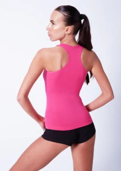 Move Dance Piera Seamless Dance Top -Best Dance Clothing Shop moz0260 pink close up back 72364.1678884920