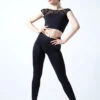 Move Dance Joelle Cap Sleeve Crop Top -Best Dance Clothing Shop moz0623 black front 1 52729.1678885063