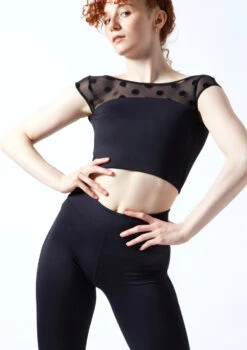 Move Dance Joelle Cap Sleeve Crop Top -Best Dance Clothing Shop moz0623 black front 1t 94772.1692921489