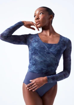 Move Dance Nayu Mesh Wrap Top 15 Move Dance Nayu Mesh Wrap Top -Best Dance Clothing Shop moz0627 petrol blue close up front 58134.1683070482