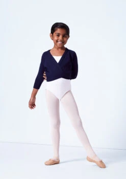 Tappers & Pointers Kids Knit Ballet Wrap -Best Dance Clothing Shop taxclsn navy front 2 06396.1683935998